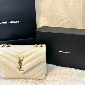 Authentic white YSL Lou Lou small bag.